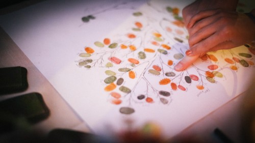 Wedding sign in fingerprints