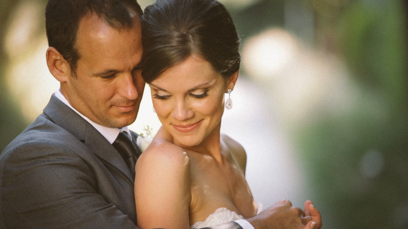 Close up of bride and groom