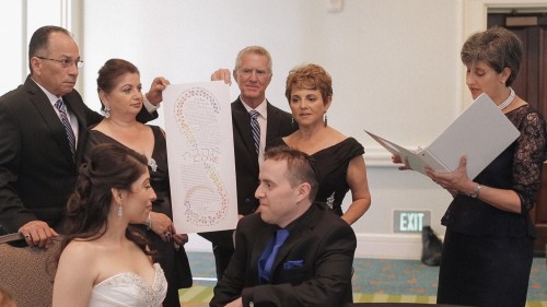 Signing the Ketubah Jewish wedding san diego