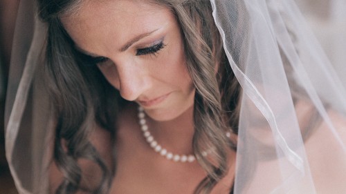 Bride reading letter