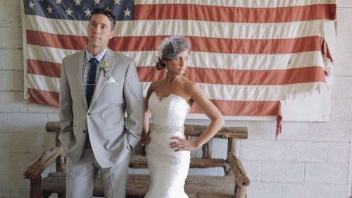 Bride and groom American Flag.Condor's Nest Ranch Wedding 