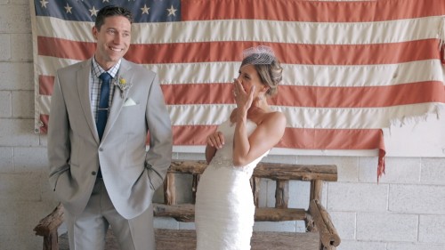 Bride and groom American Flag.Condor's Nest Ranch Wedding 