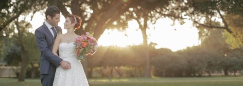 Bride and groom at Calamigos Equestrian Center