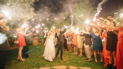 Bride groom sparklers