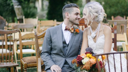 Bride and groom vintage chairs