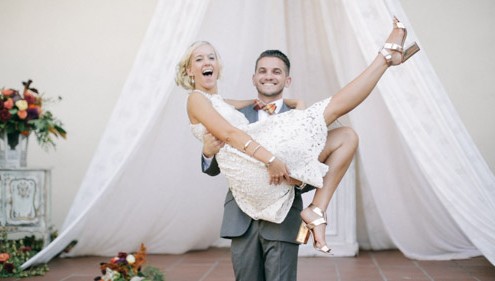 Bride and groom after ceremony