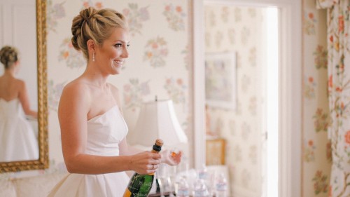 Bride with Champagne La Jolla wedding Video