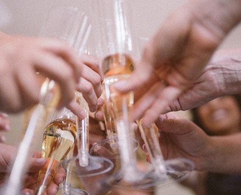 la jolla champagne toast bridesmaids wedding