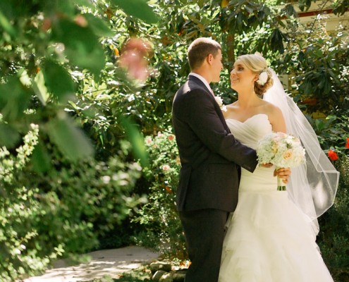 San Diego Wedding Video Bride and Groom kiss at Twin Oaks Gardens and Estate