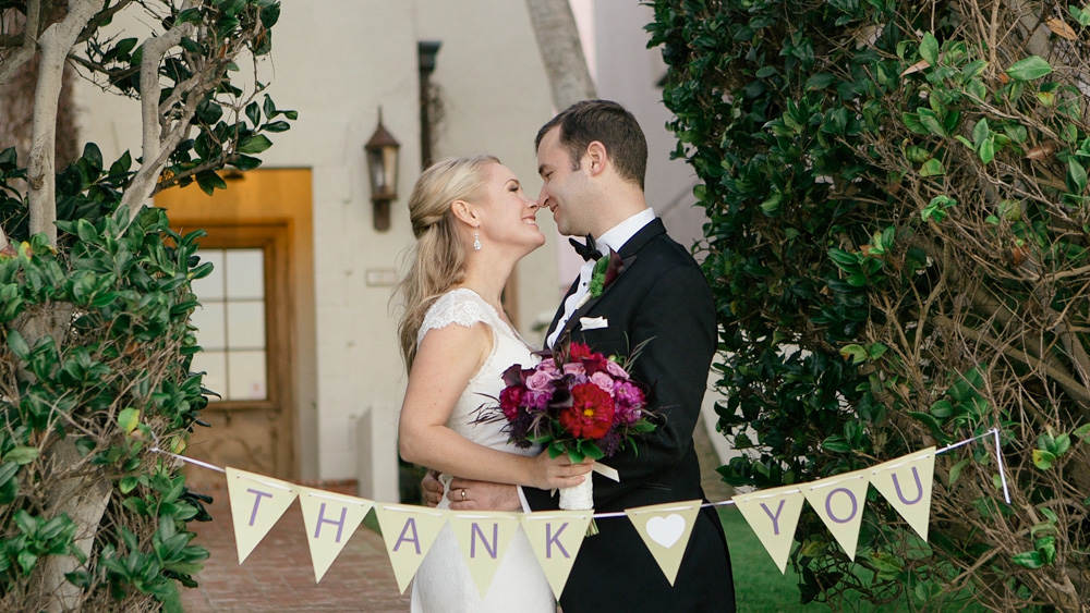 Bride and groom in la jolla