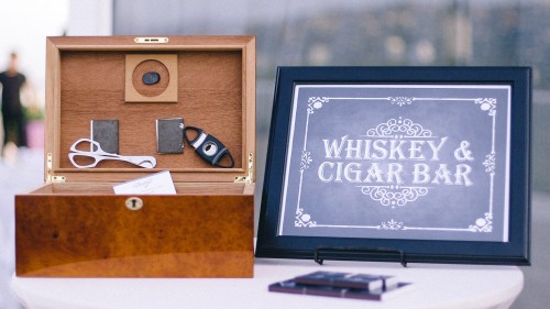 Whiskey and Cigars at wedding