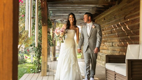 Temecula Wedding video of bride and groom walking.