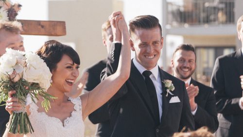 Bride and groom at Casa Romantica Wedding