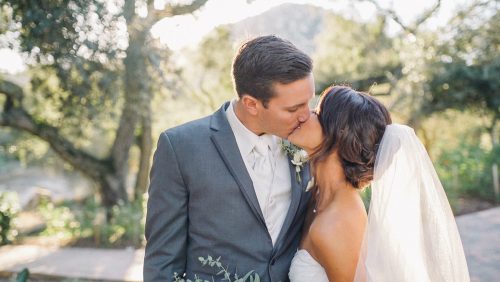 Mt Woodson Wedding Video bride and groom kiss after ceremony