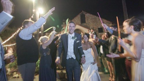 Mt Woodson Wedding grand exit with glow sticks