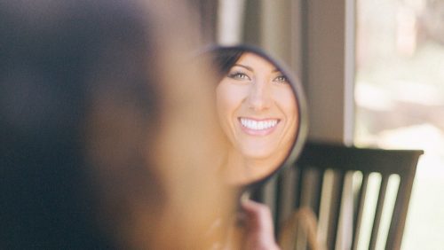 Bride getting makeup done. 