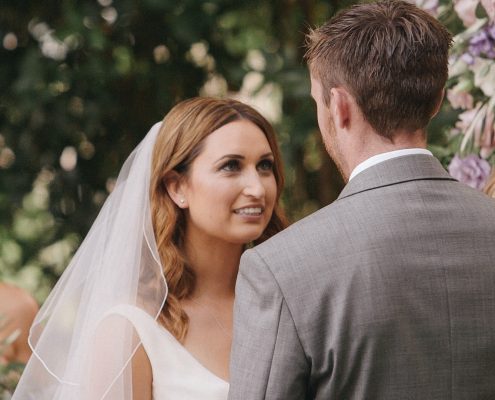 Bride's wedding vows at San Diego Botanical Gardens wedding