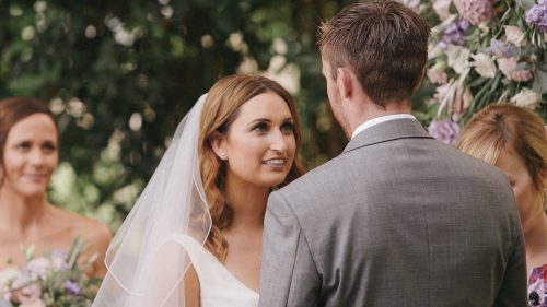 Bride's wedding vows at San Diego Botanical Gardens wedding