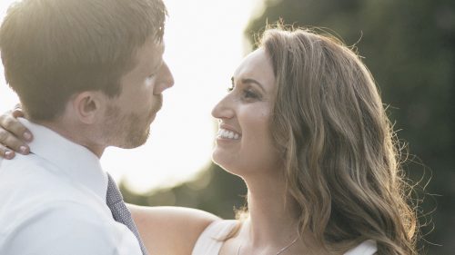 Bride and groom together at San Diego Botanic Gardens