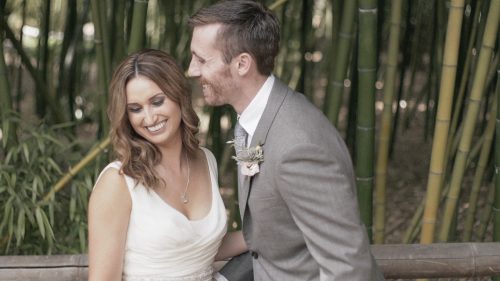 bride and groom at San Diego Botanic Gardens