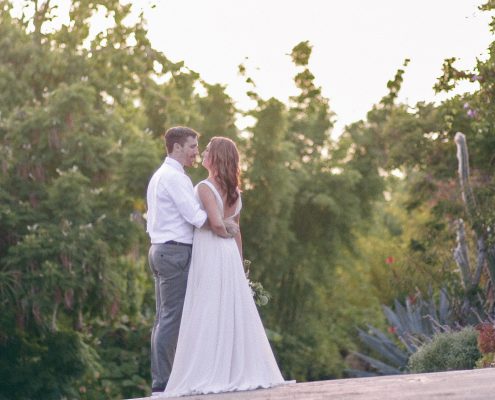 Bride and groom together in wedding video at San Diego Botanical Gardens