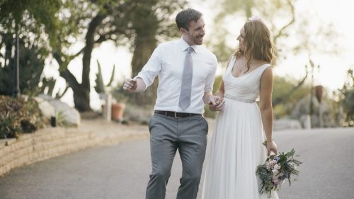 bride and groom at San Diego Botanic Gardens