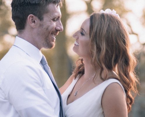 Bride and groom together after wedding