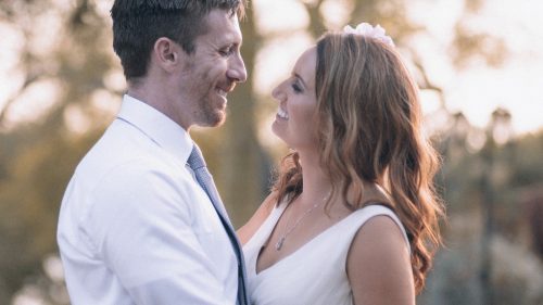 Bride and groom together after wedding