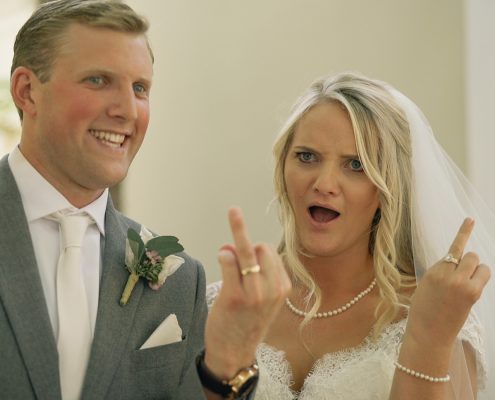 bride and groom funny ring shot