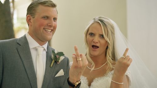 bride and groom funny ring shot