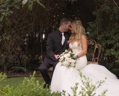 bride and groom at Twin Oaks House & Gardens