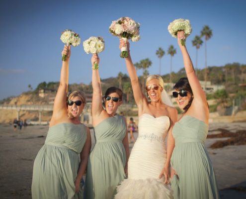Scripps Seaside Forum brides maids hold up bouquets