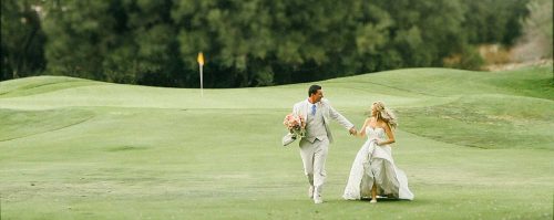 Temecula Creek Inn Wedding video of bride and groom walking.