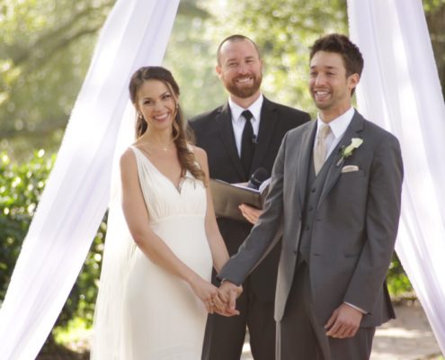 Mt Woodson Castle Wedding Ceremony after first kiss