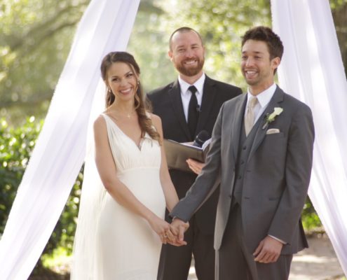 Mt Woodson Castle Wedding Ceremony after first kiss