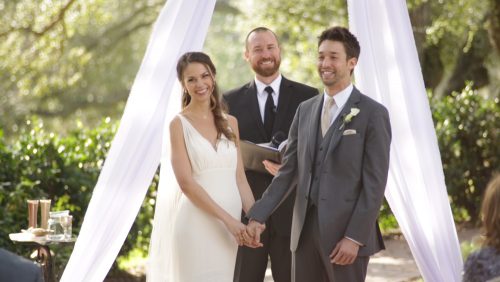 Mt Woodson Castle Wedding Ceremony after first kiss