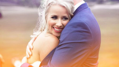 Colorful bride and groom