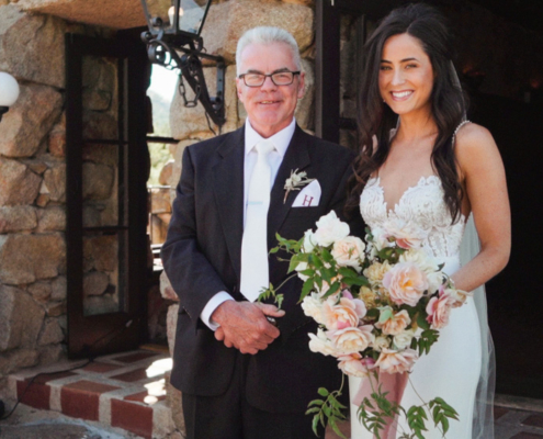 Mt. Woodson Castle Wedding bride about to walk down aisle with father