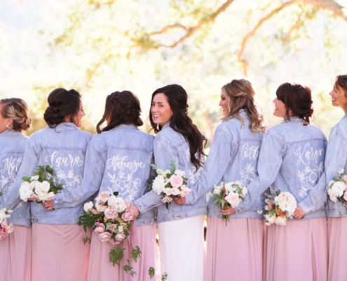 Wedding bridesmaids personalized denim jacket gifts
