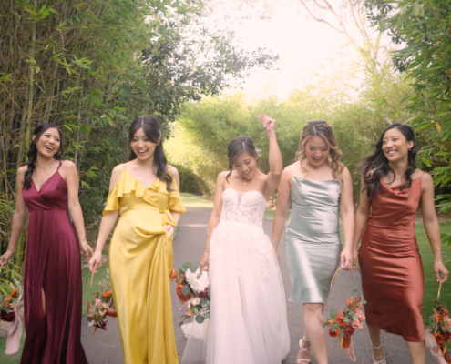 Bride and bridesmaids at Botanica